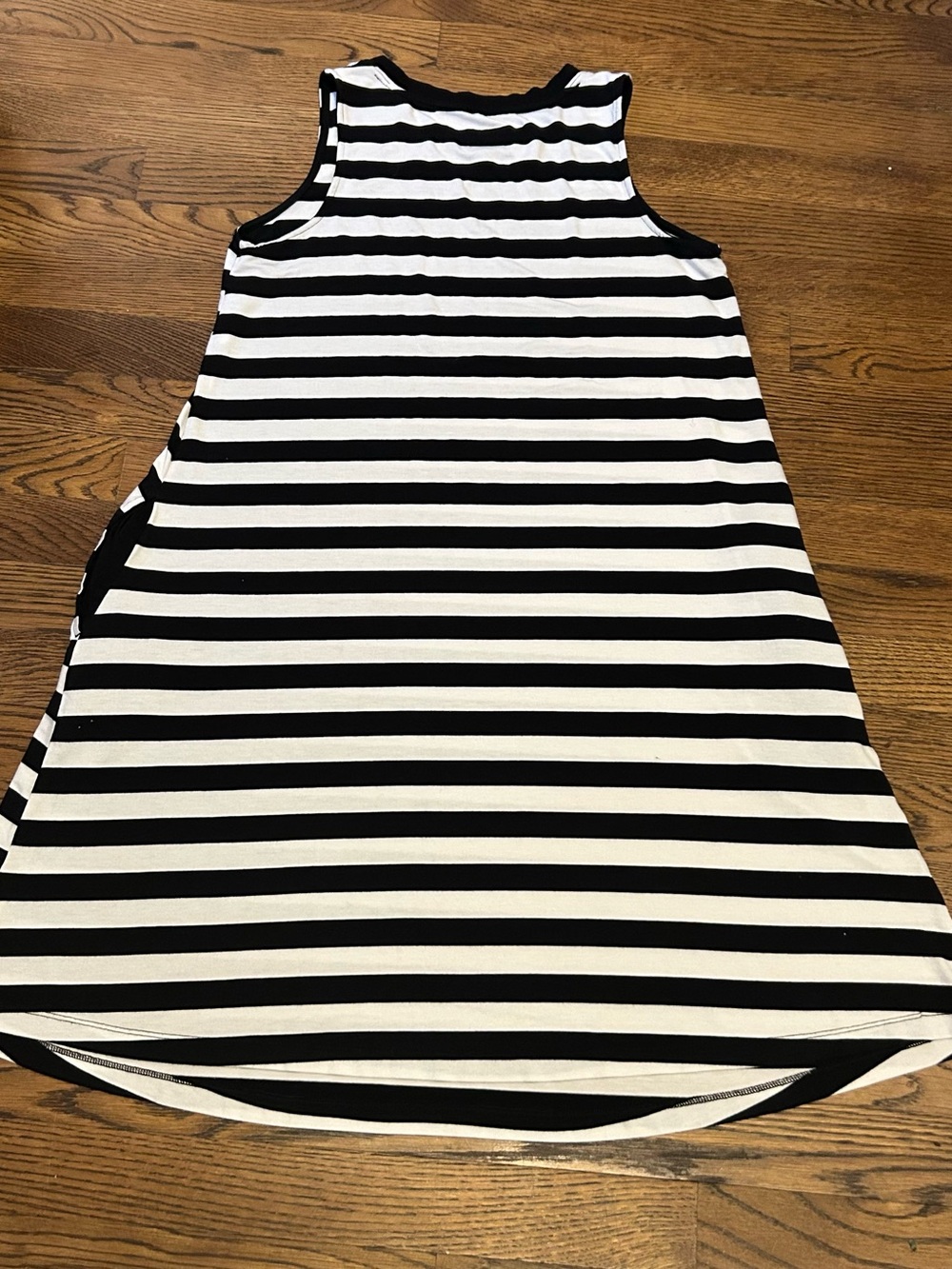 Striped Black & White Sleeveless Mini Dress - Picture 8 of 10